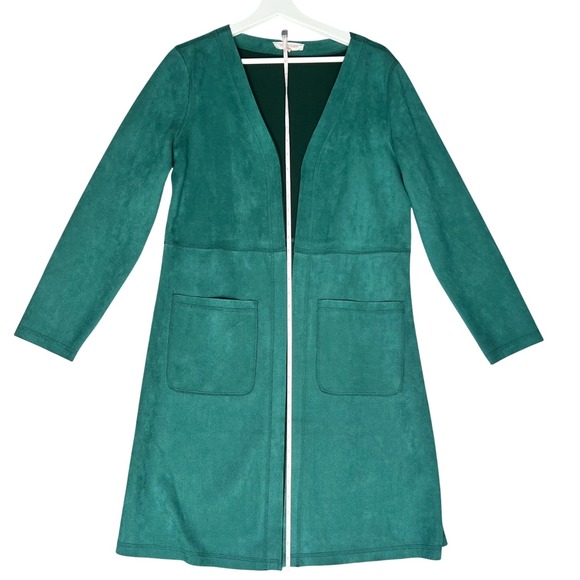 Anthroplogie Solitaire Green Fuax Suede Boho Midi Jacket, Medium - Picture 4 of 9